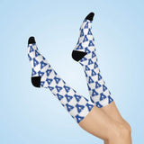 North Vermillion HS Falcons - Crew Socks - blue on white - EdgyHaute