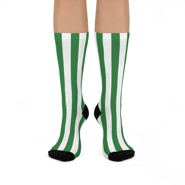 St. Patrick's School Irish - Crew Socks - green and white stripes - EdgyHaute
