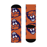 North Putnam HS Cougars - Crew Socks - large cougar on orange - EdgyHaute