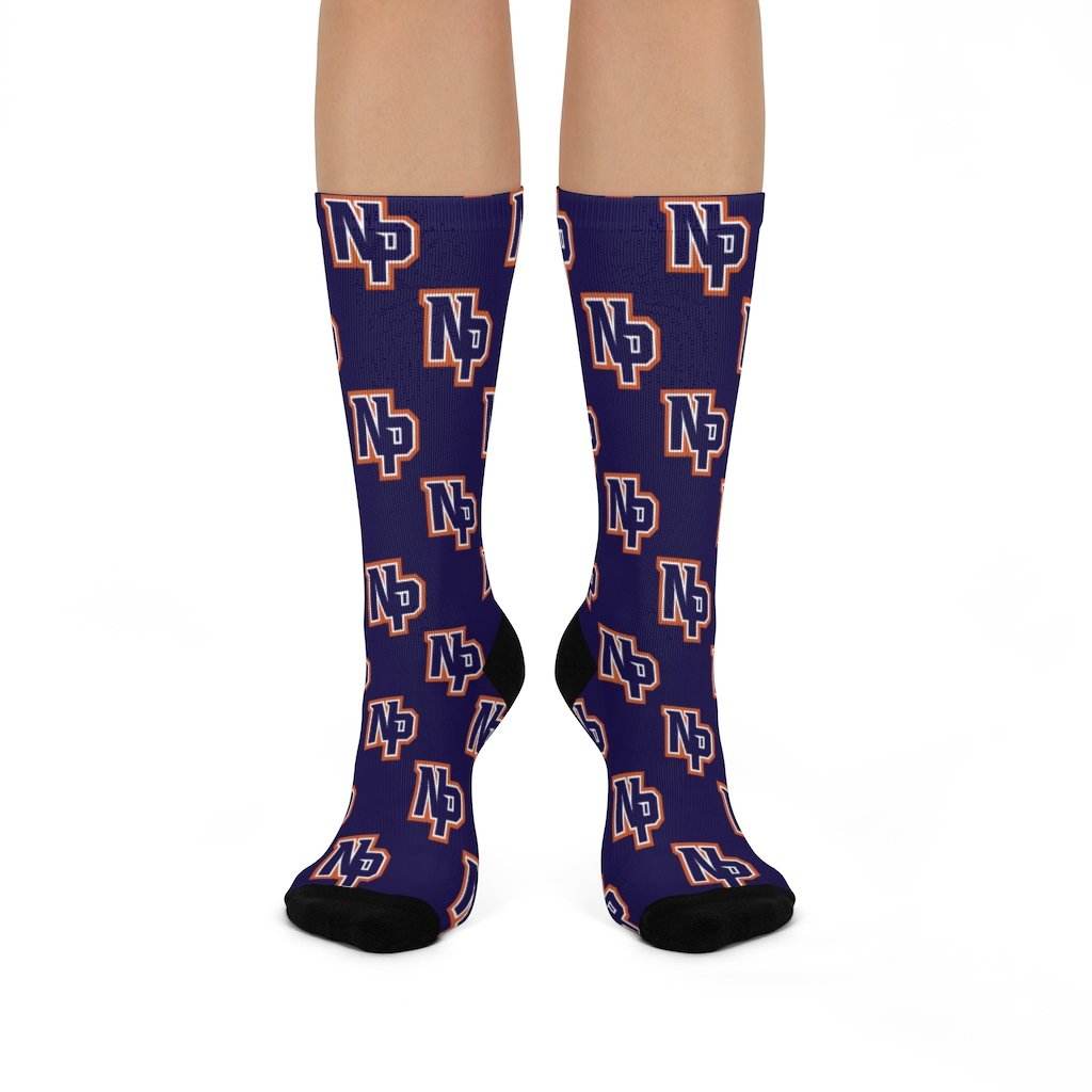 North Putnam HS Cougars - Crew Socks - NP navy on navy - EdgyHaute