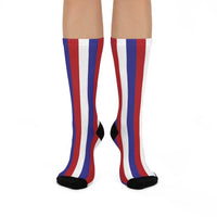 Terre Haute North HS Patriots - Crew Socks - red, white and blue stripes - EdgyHaute