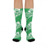 North Central HS Thunderbirds - Crew Socks - large thunderbird white on green - EdgyHaute