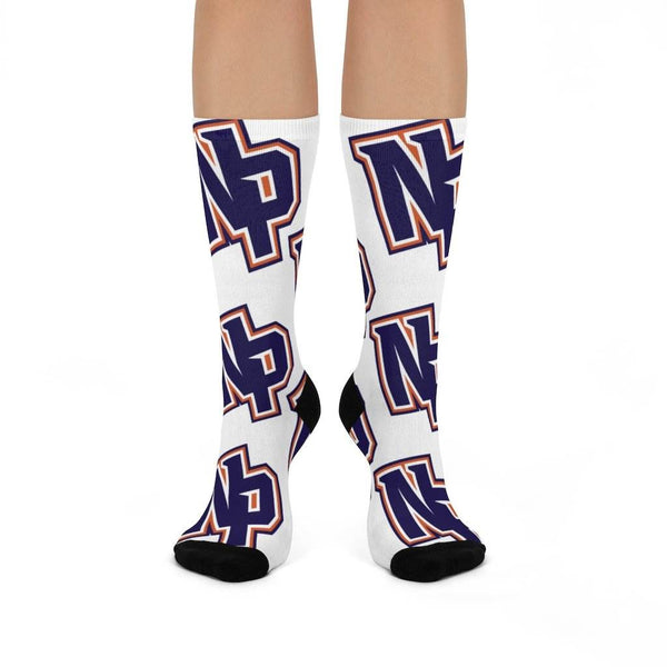 North Putnam HS Cougars - Crew Socks - large NP on white - EdgyHaute