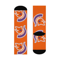 Kansas/Shiloh/Oakland Tri-County Titans - Crew Socks - large titans on orange - EdgyHaute