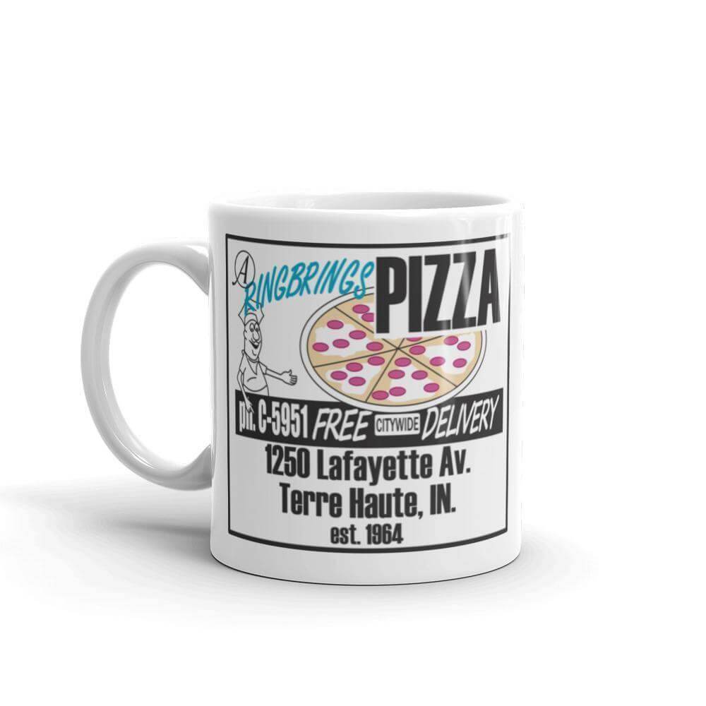 A Ring Brings Pizza 11-ounce coffee mug Terre Haute Indiana