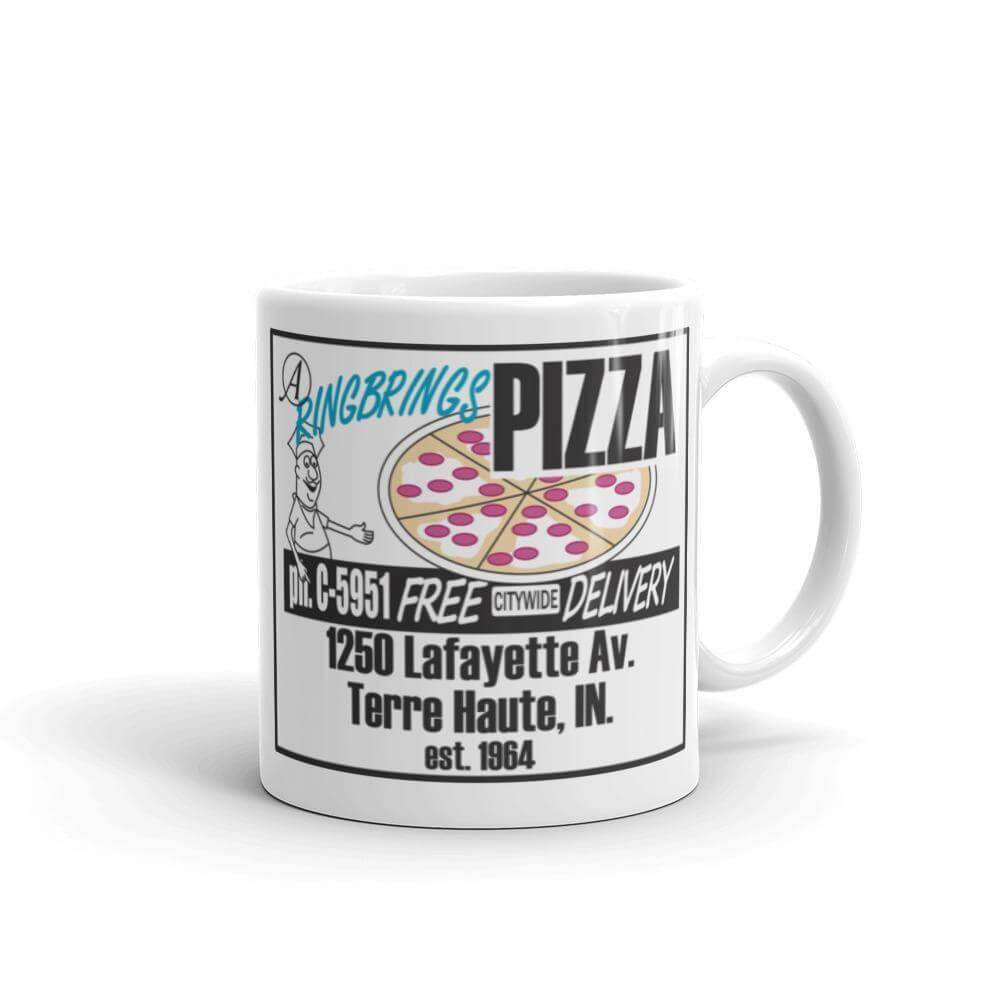 A Ring Brings Pizza 11-ounce coffee mug Terre Haute Indiana