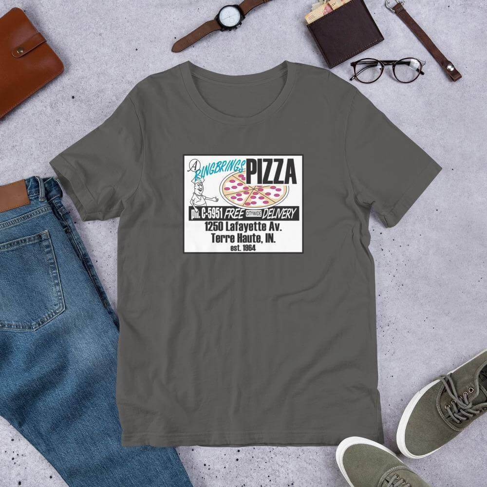 A Ring Brings Pizza t-shirt color asphalt gray Terre Haute Indiana