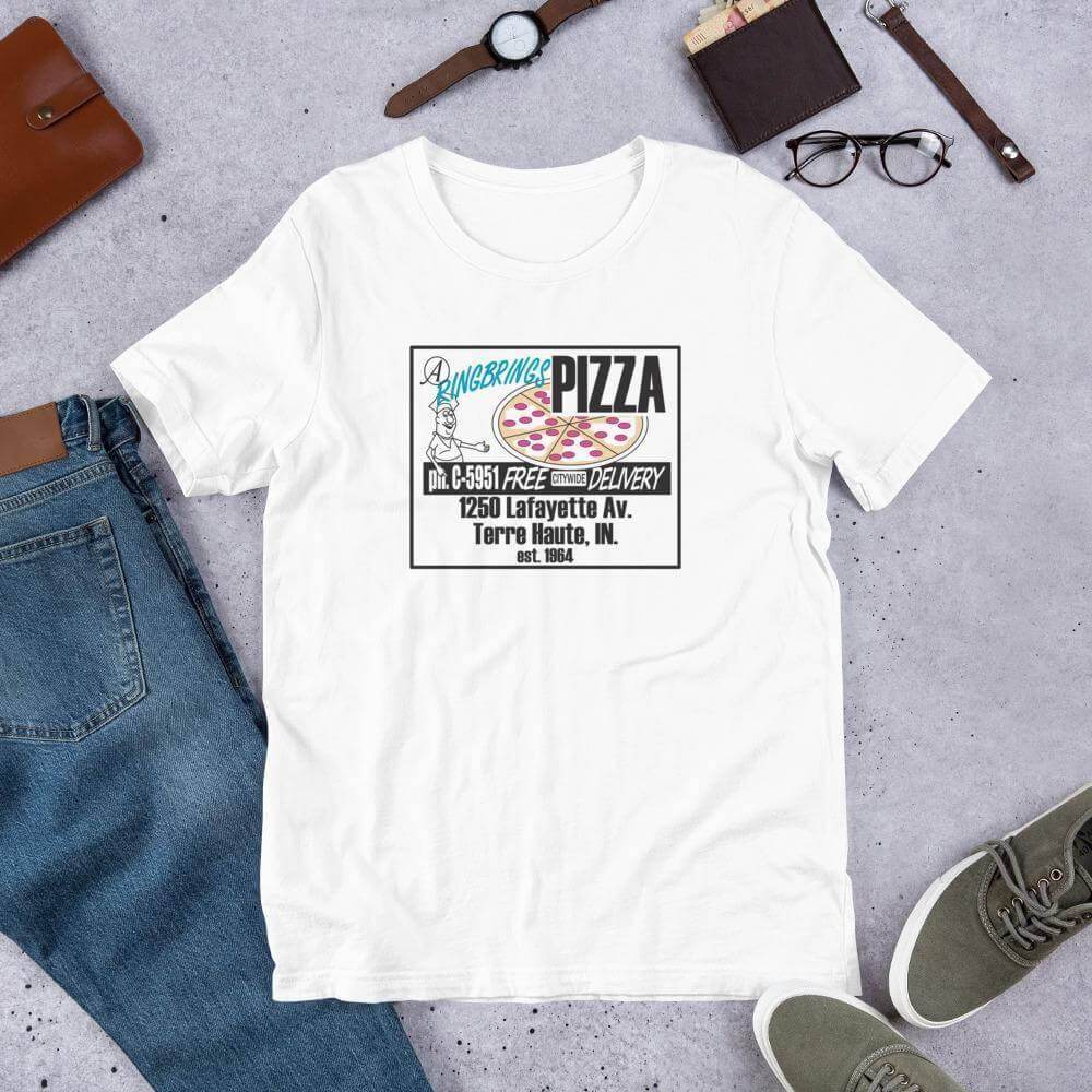 A Ring Brings Pizza t-shirt color white Terre Haute Indiana