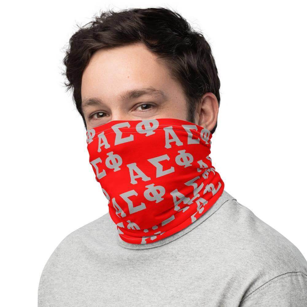 alpha sigma phi neck gaiter red gray