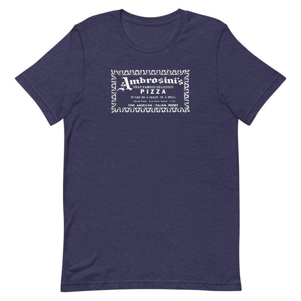 Ambrosini’s Restaurant t-shirt color heather midnight navy blue Terre Haute Indiana