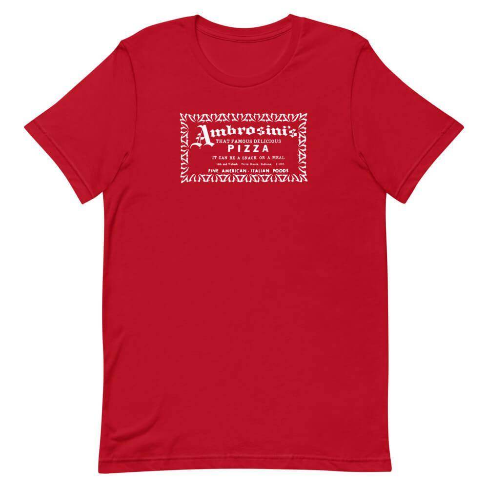 Ambrosini’s Restaurant t-shirt color red Terre Haute Indiana