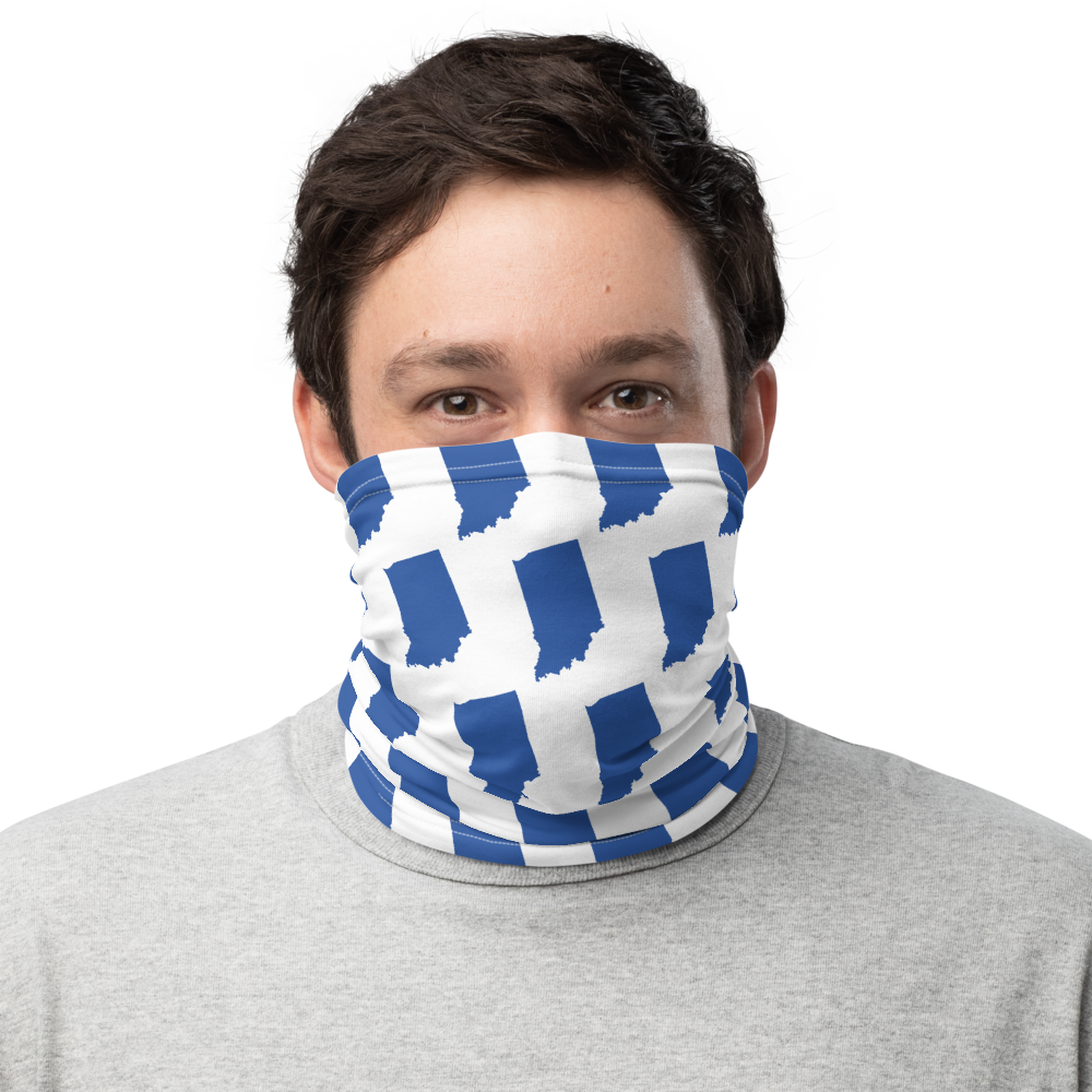 Indiana State University inspired Neck Gaiter - blue states on white - EdgyHaute