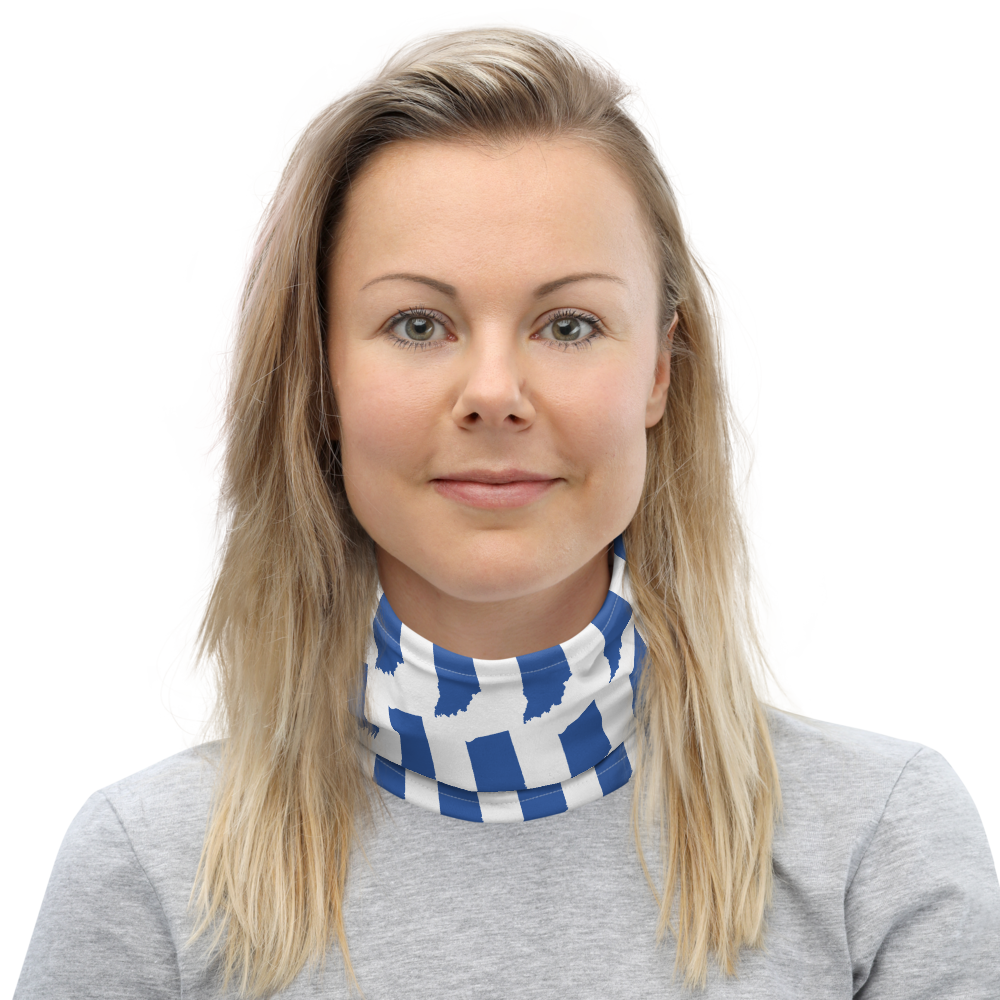 Indiana State University inspired Neck Gaiter - blue states on white - EdgyHaute