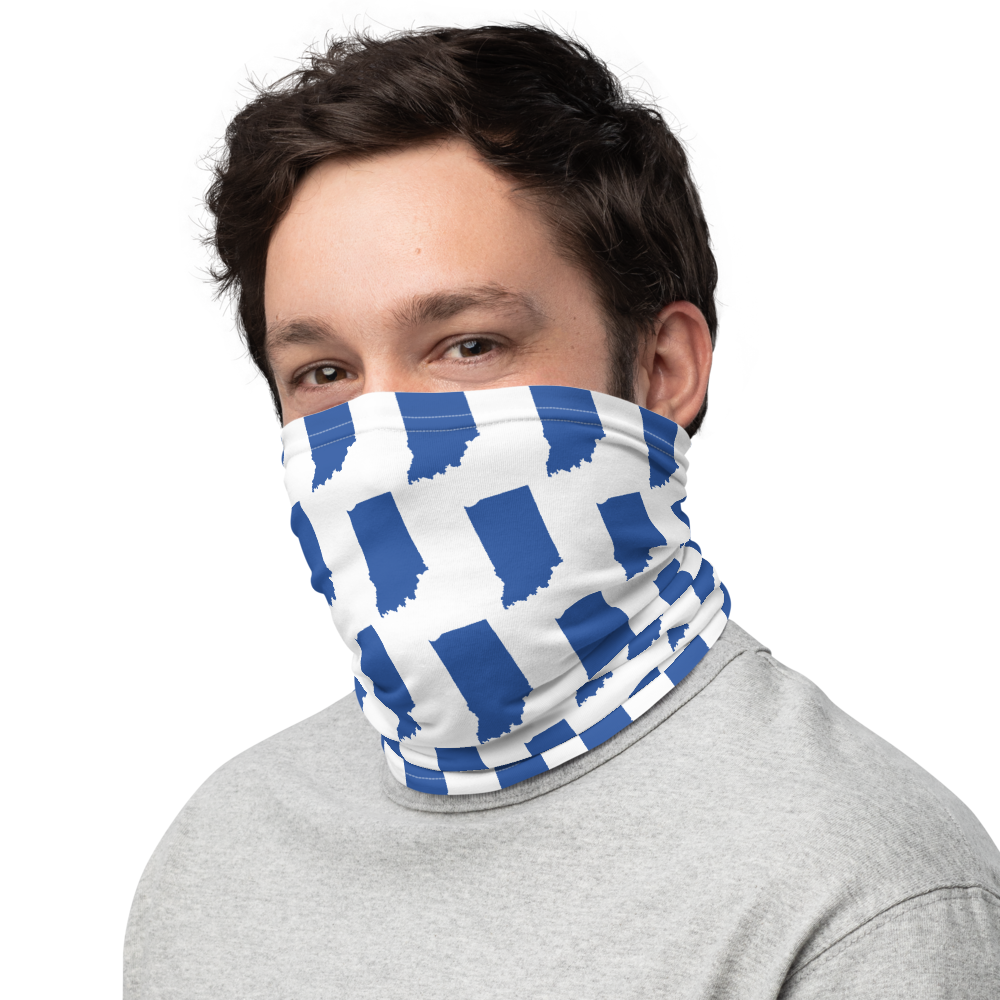 Indiana State University inspired Neck Gaiter - blue states on white - EdgyHaute
