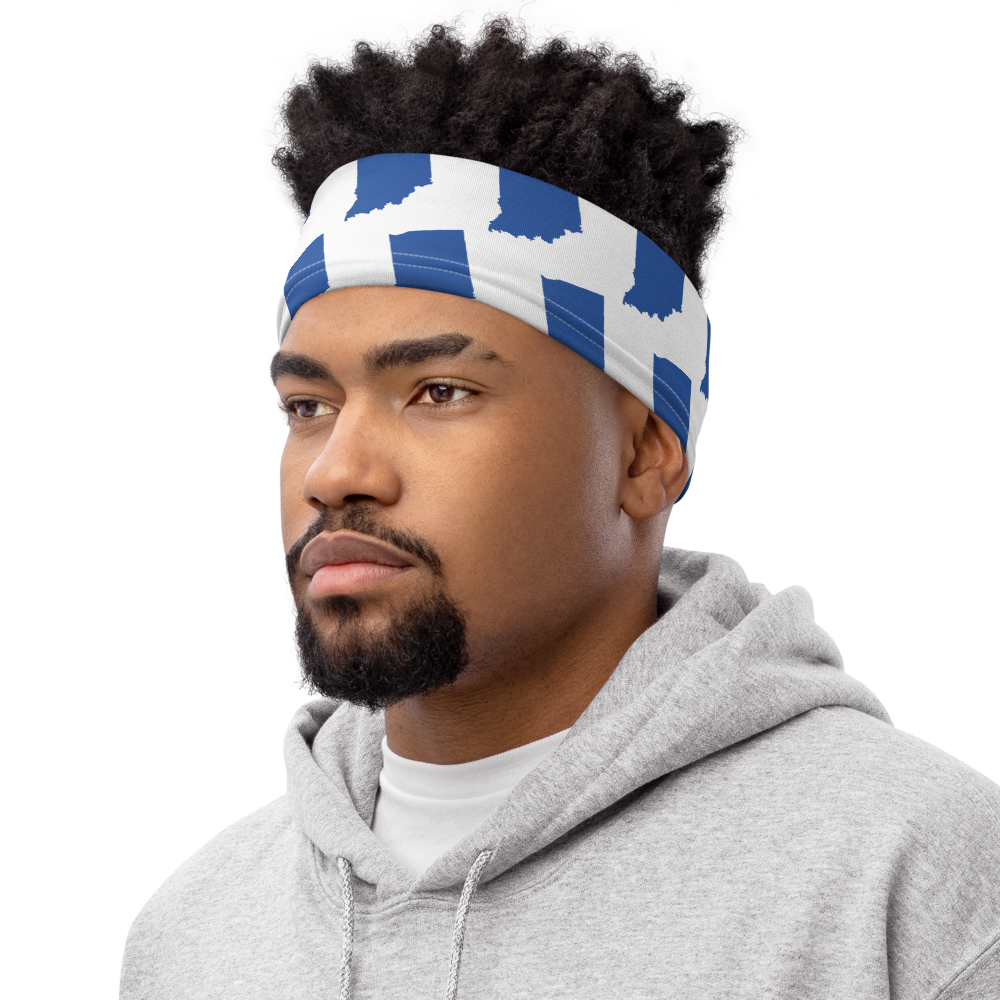 Indiana State University inspired Neck Gaiter - blue states on white - EdgyHaute