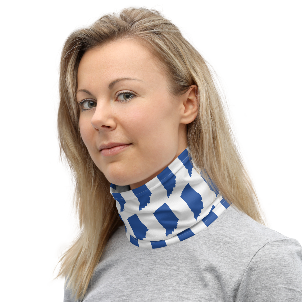 Indiana State University inspired Neck Gaiter - blue states on white - EdgyHaute