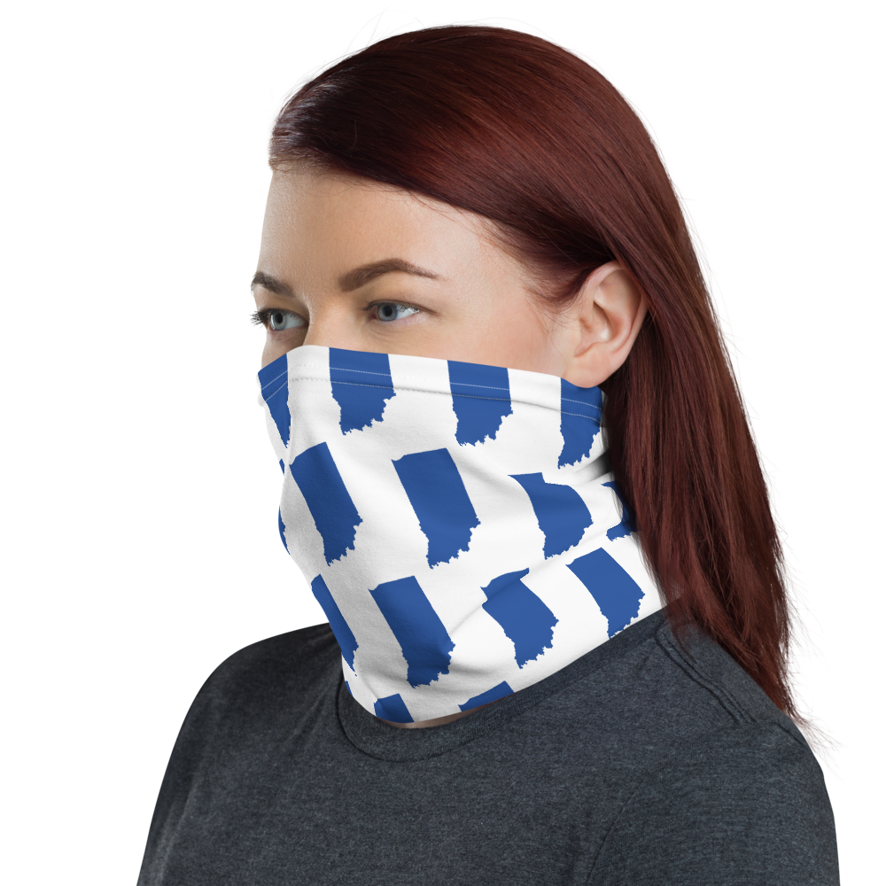 Indiana State University inspired Neck Gaiter - blue states on white - EdgyHaute
