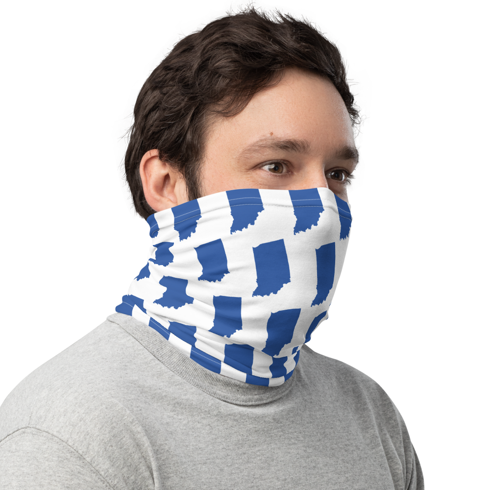 Indiana State University inspired Neck Gaiter - blue states on white - EdgyHaute