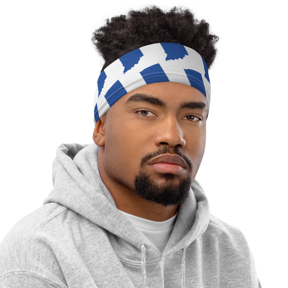 Indiana State University inspired Neck Gaiter - blue states on white - EdgyHaute