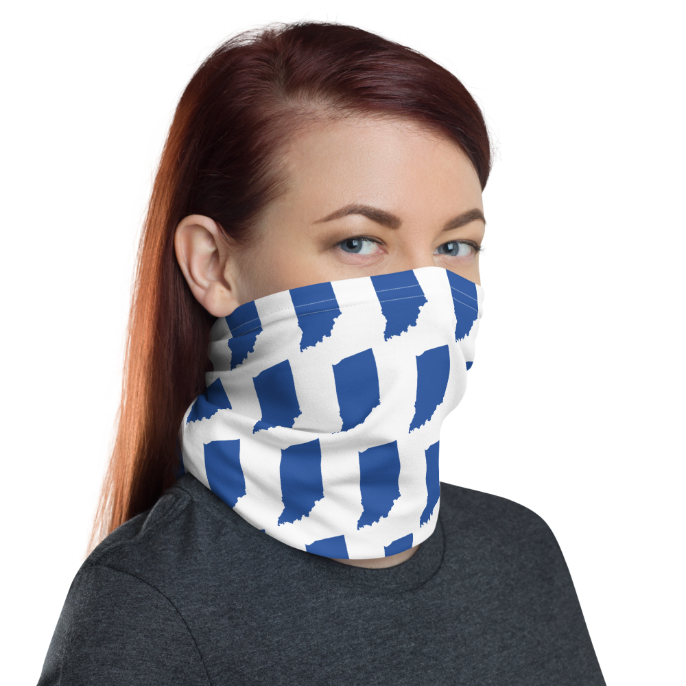 Indiana State University inspired Neck Gaiter - blue states on white - EdgyHaute