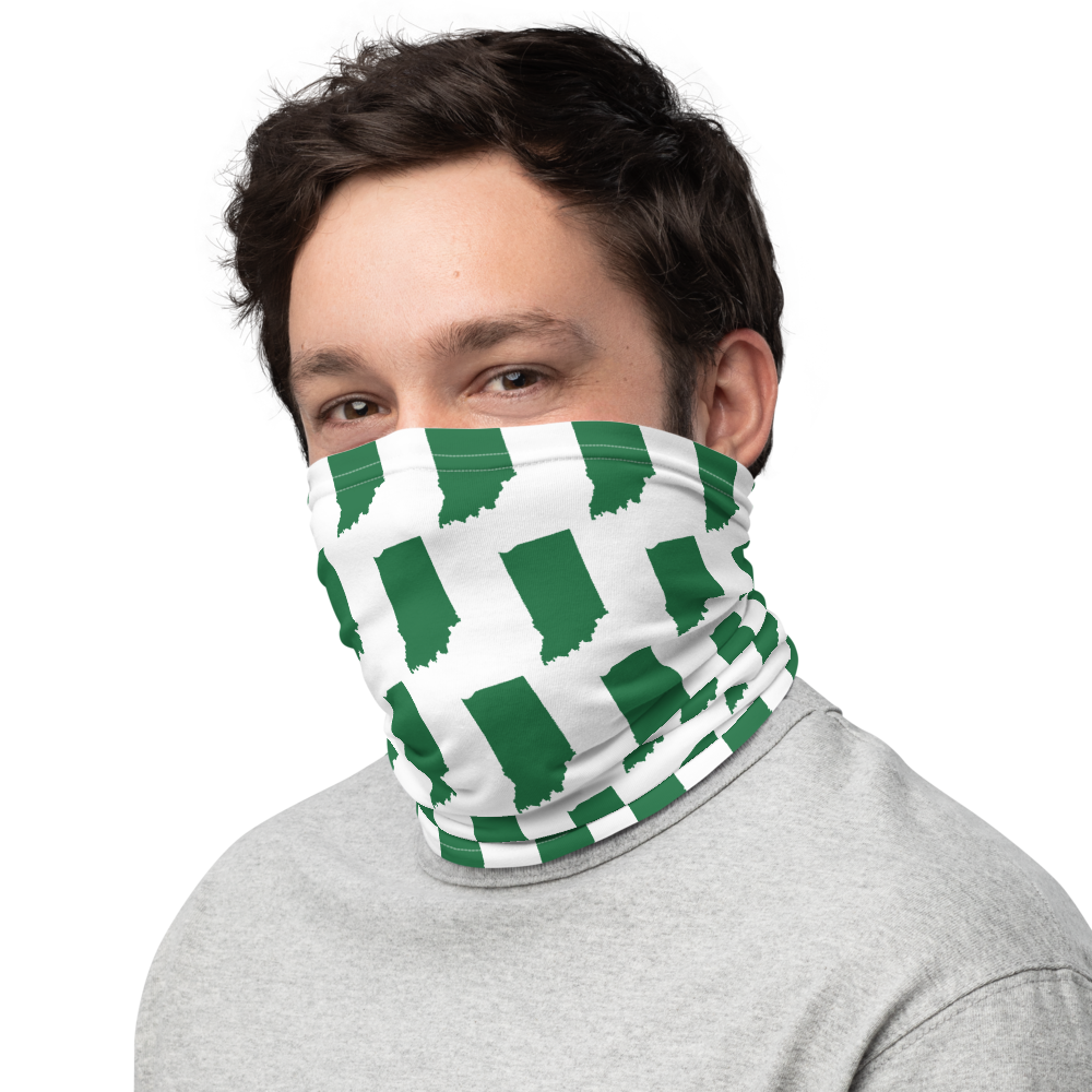 Ivy Tech Community College inspired Neck Gaiter - green states on white - EdgyHaute