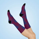 Riverton Parke HS Panthers - Crew Socks - large RP navy on maroon - EdgyHaute