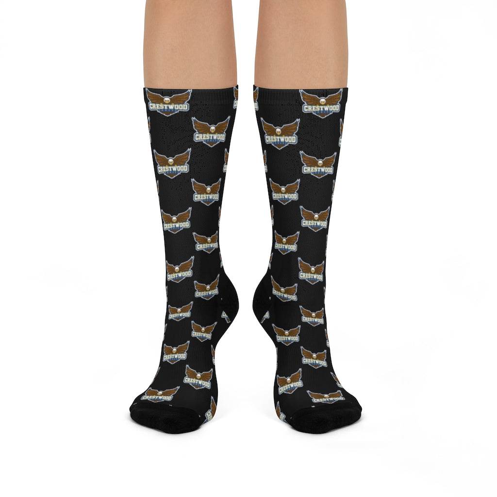 Crestwood School Eagles - Crew Socks - eagle on black - EdgyHaute