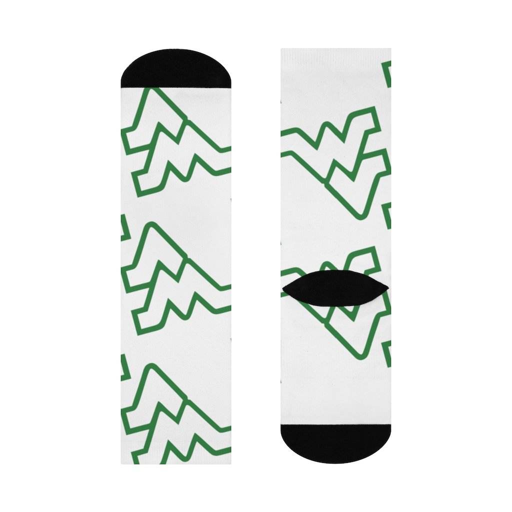 West Vigo HS Vikings - Crew Socks - WV green on white - EdgyHaute