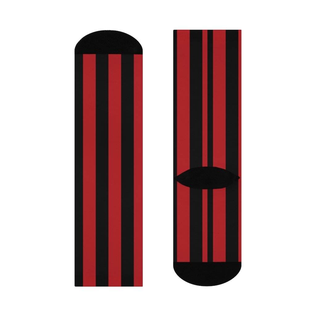 Chrisman HS Cardinals - Crew Socks - red and black stripes - EdgyHaute