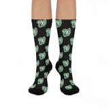 West Vigo HS Vikings - Crew Socks - green on black - EdgyHaute