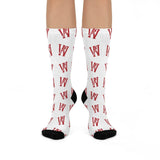 Wiley Red Streaks - Crew Socks - red on white - EdgyHaute