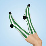 West Vigo HS Vikings - Crew Socks - green and white stripes - EdgyHaute