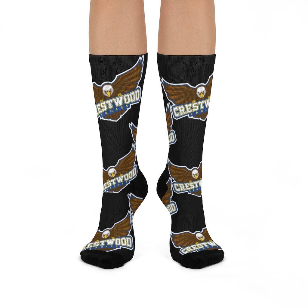 Crestwood School Eagles - Crew Socks - large eagle on black - EdgyHaute