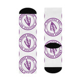 Sullivan HS Golden Arrows - Crew Socks - large arrow purple on white - EdgyHaute