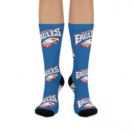 South Putnam HS Eagles - Crew Socks - large SP eagles on blue - EdgyHaute