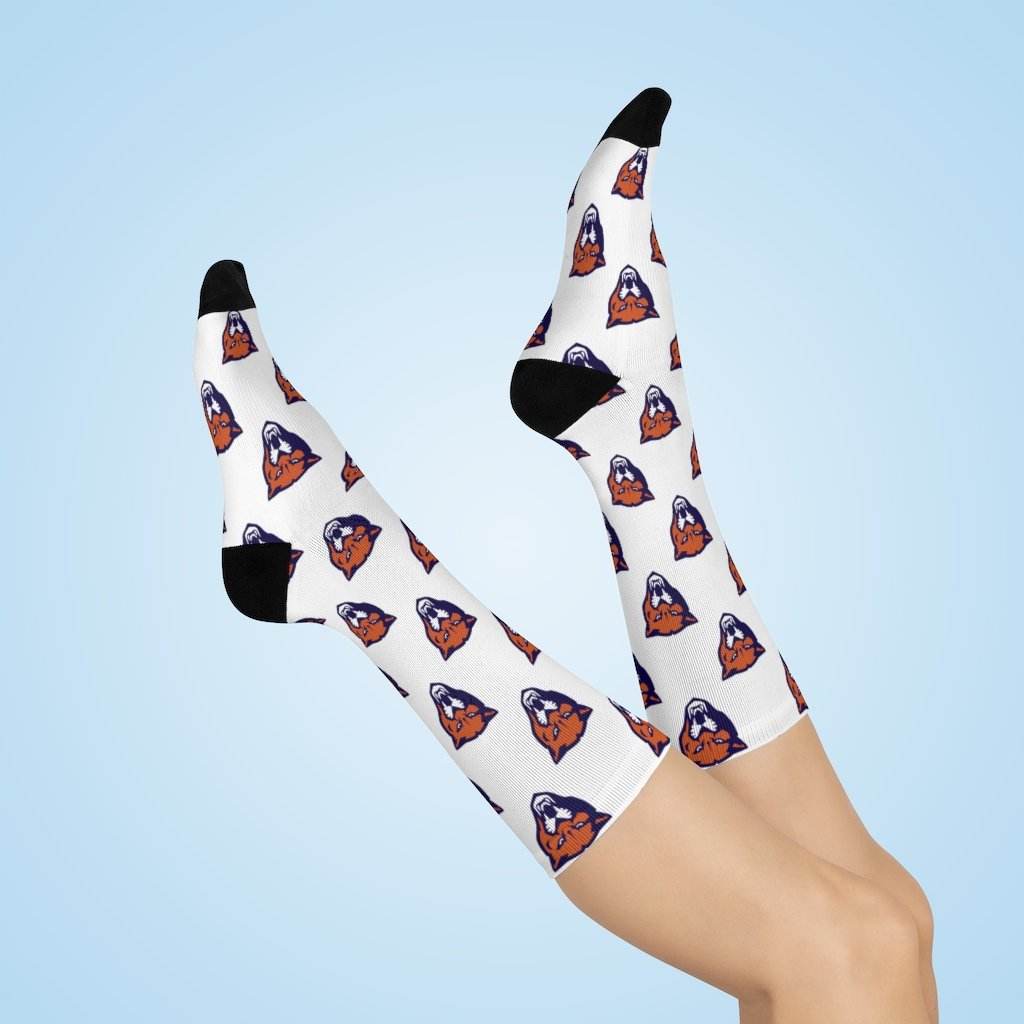 North Putnam HS Cougars - Crew Socks - cougar on white - EdgyHaute