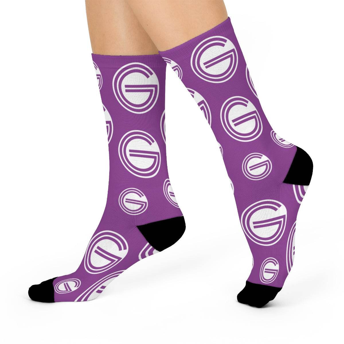 Garfield Purple Eagles - Crew Socks - small center-court G on purple - EdgyHaute
