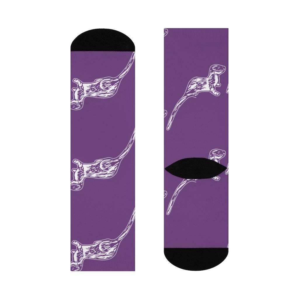 Otter Creek MS Otters - Crew Socks - large otter white on purple - EdgyHaute