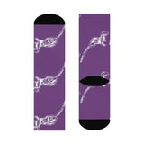 Otter Creek MS Otters - Crew Socks - large otter white on purple - EdgyHaute