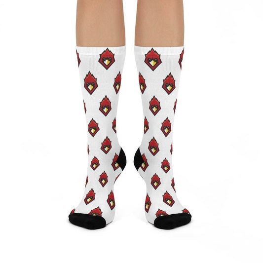 Chrisman HS Cardinals - Crew Socks - cardinal on white - EdgyHaute