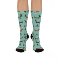 Dachsunds Holiday - Crew Socks - holiday pattern - EdgyHaute