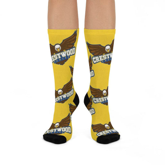 Crestwood School Eagles - Crew Socks - large eagle on yellow - EdgyHaute