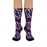 North Putnam HS Cougars - Crew Socks - large NP on navy - EdgyHaute