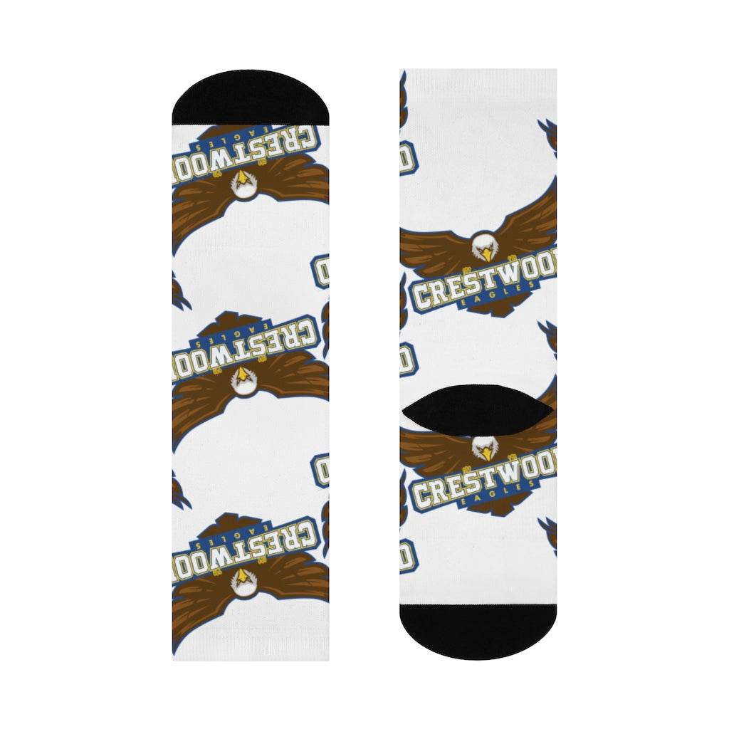 Crestwood School Eagles - Crew Socks - large eagle on white - EdgyHaute