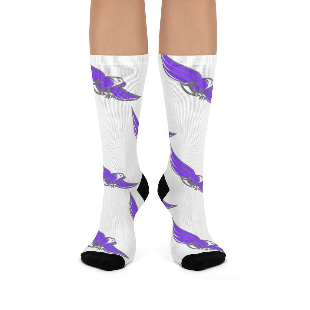 Chrisman-Scottland Junior HS Eagles - Crew Socks - large eagles on white - EdgyHaute