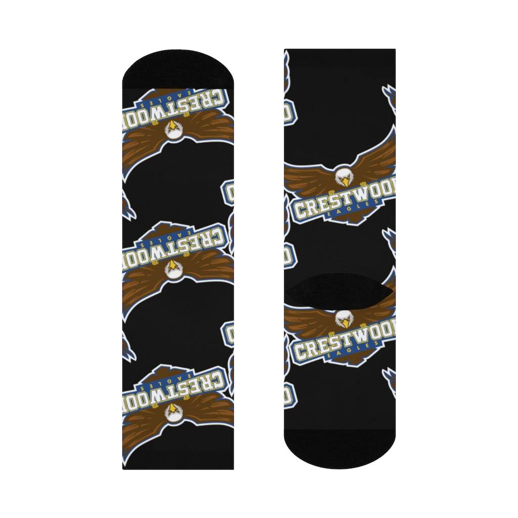 Crestwood School Eagles - Crew Socks - large eagle on black - EdgyHaute