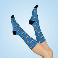 Crestwood School Eagles - Crew Socks - eagle on bright blue - EdgyHaute