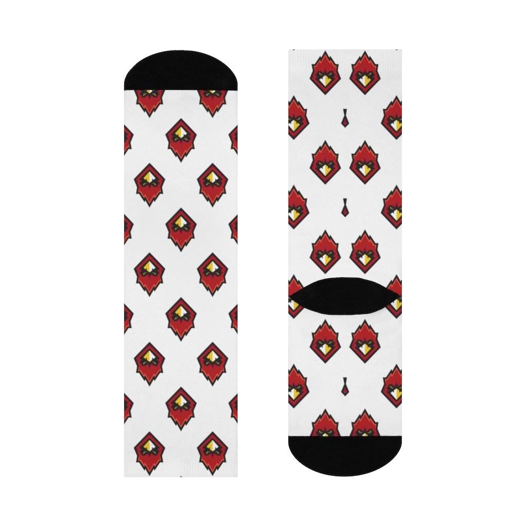 Chrisman HS Cardinals - Crew Socks - cardinal on white - EdgyHaute