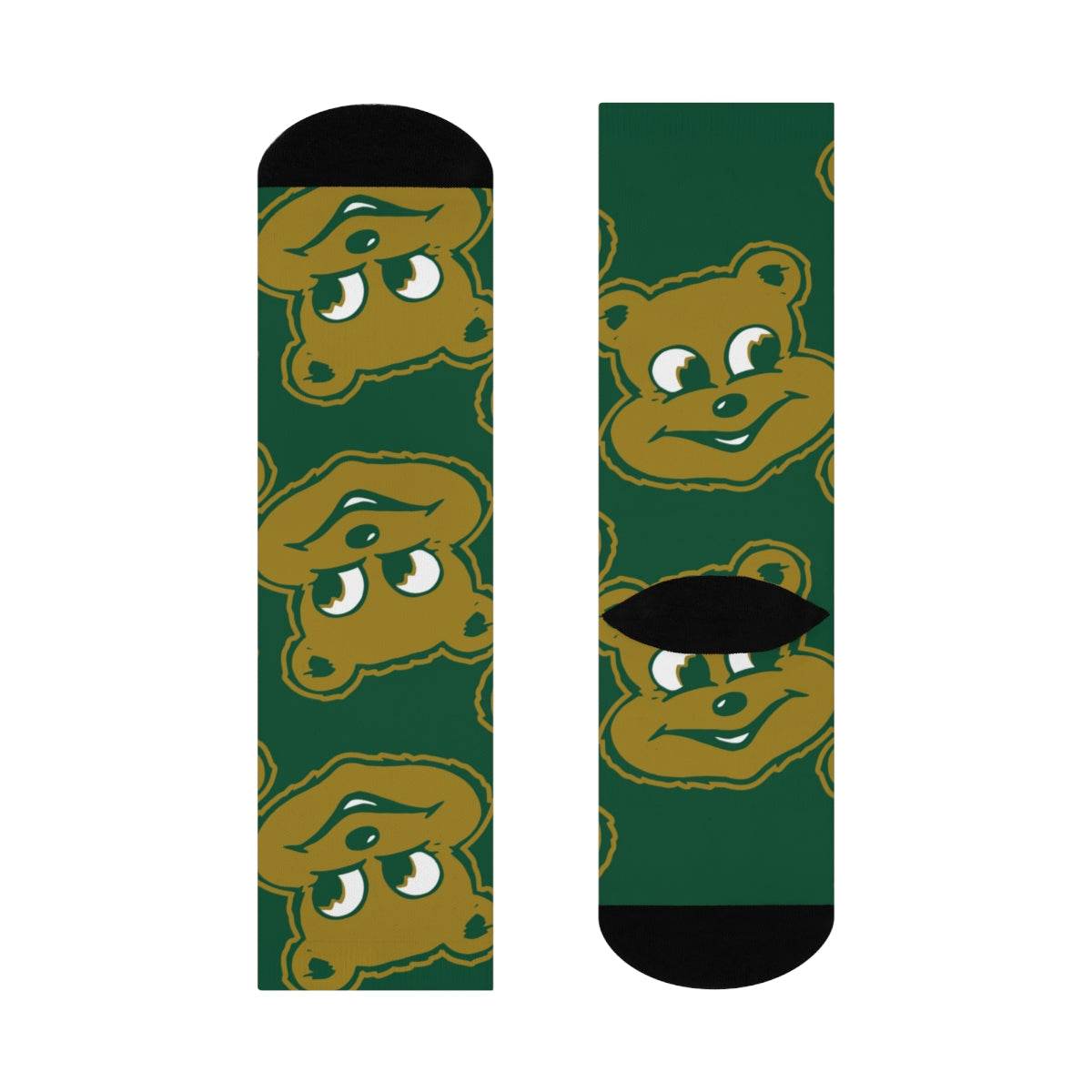 Schulte HS Golden Bears - Crew Socks - large bear on green - EdgyHaute