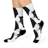 Gerstmeyer Black Cats - Crew Socks - large cat on white - EdgyHaute